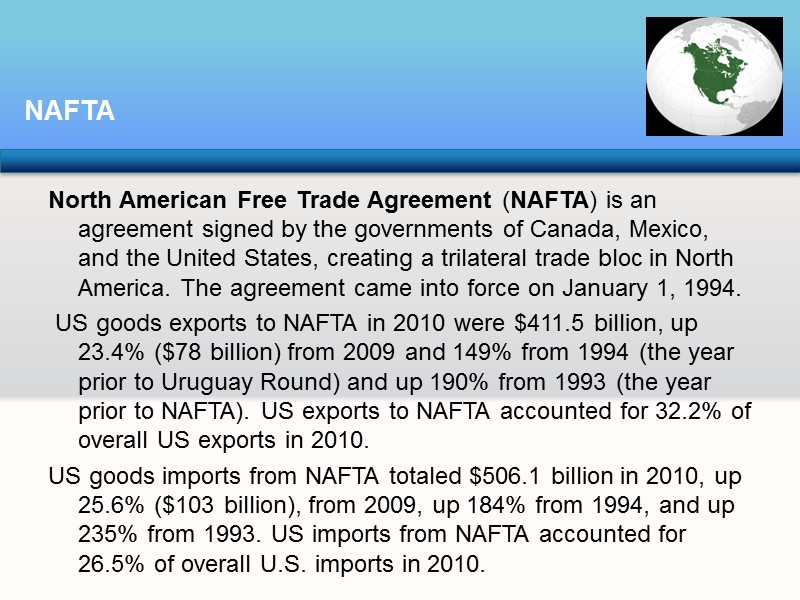 North American Free Trade Agreement (NAFTA) is an agreement signed by the governments of